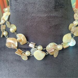Shell and Faux Pearl Long Necklace